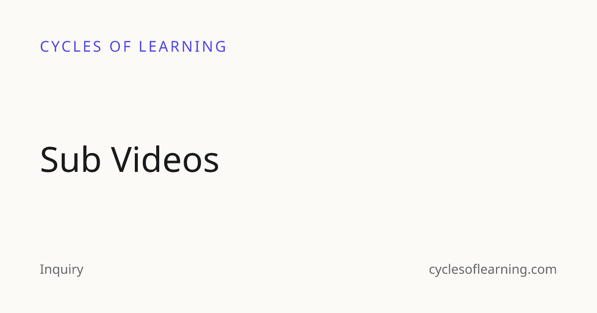 Sub Videos · Cycles of Learning